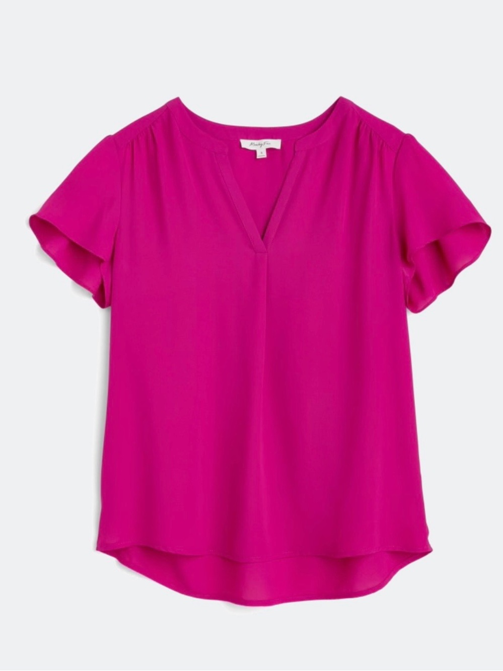 Monday Fun Ruby Short-Sleeve Pleated Blouse with Short Sleeves